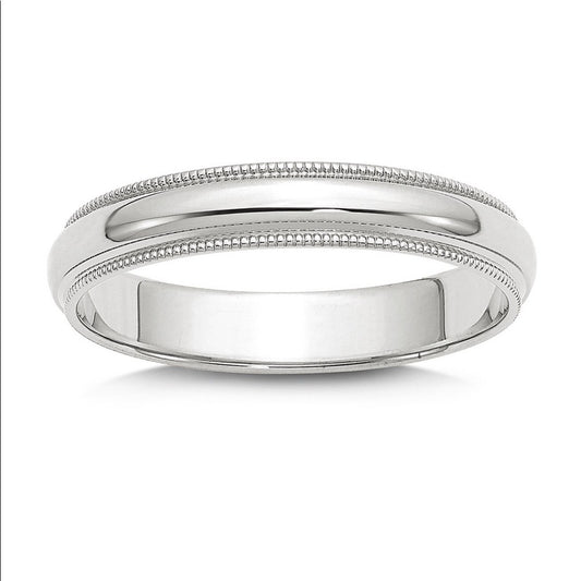 Men’s 4mm Milgrain 14k White Gold Band Size 10