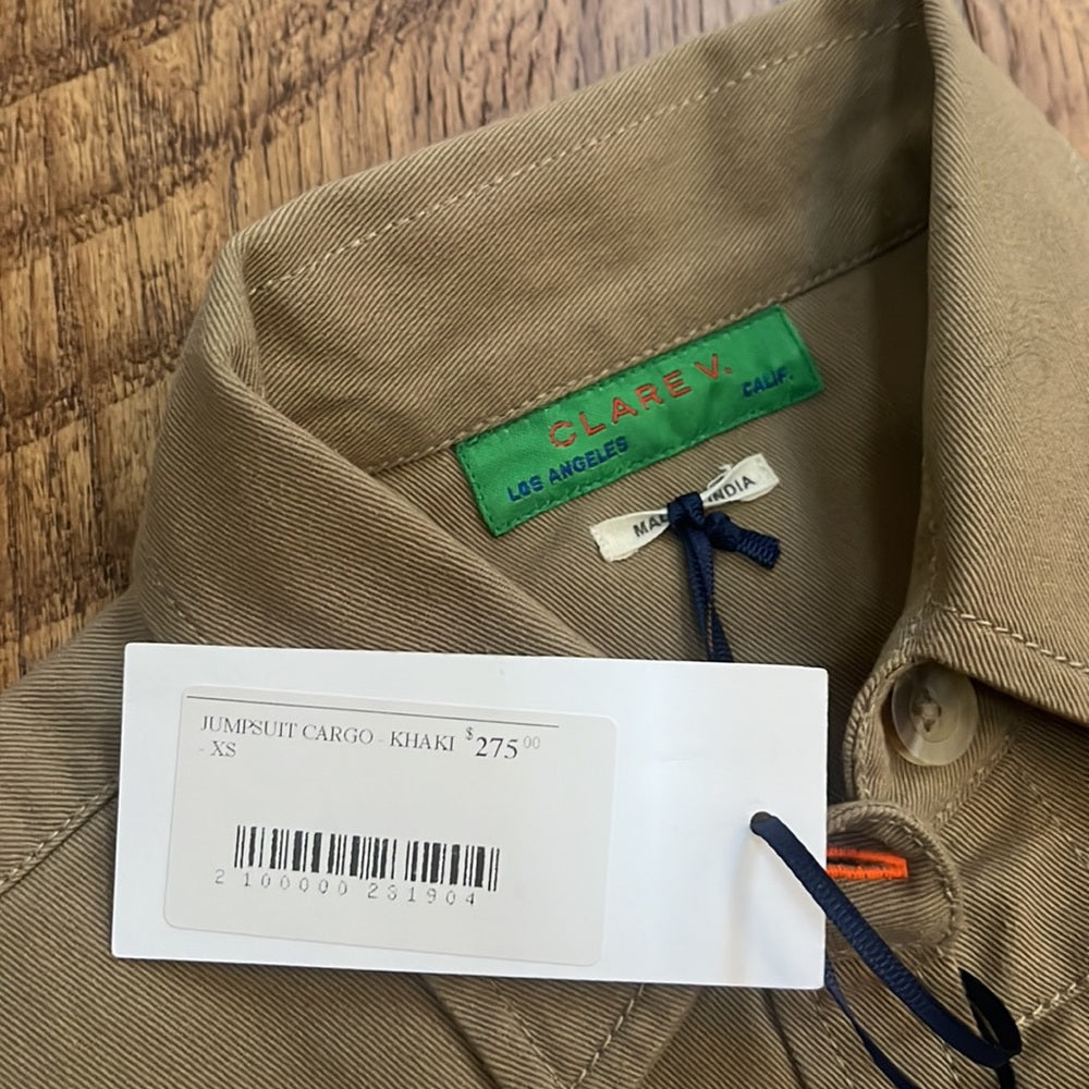 NWT Clare V. Woman’s Cargo Khaki Jumpsuit Size XS