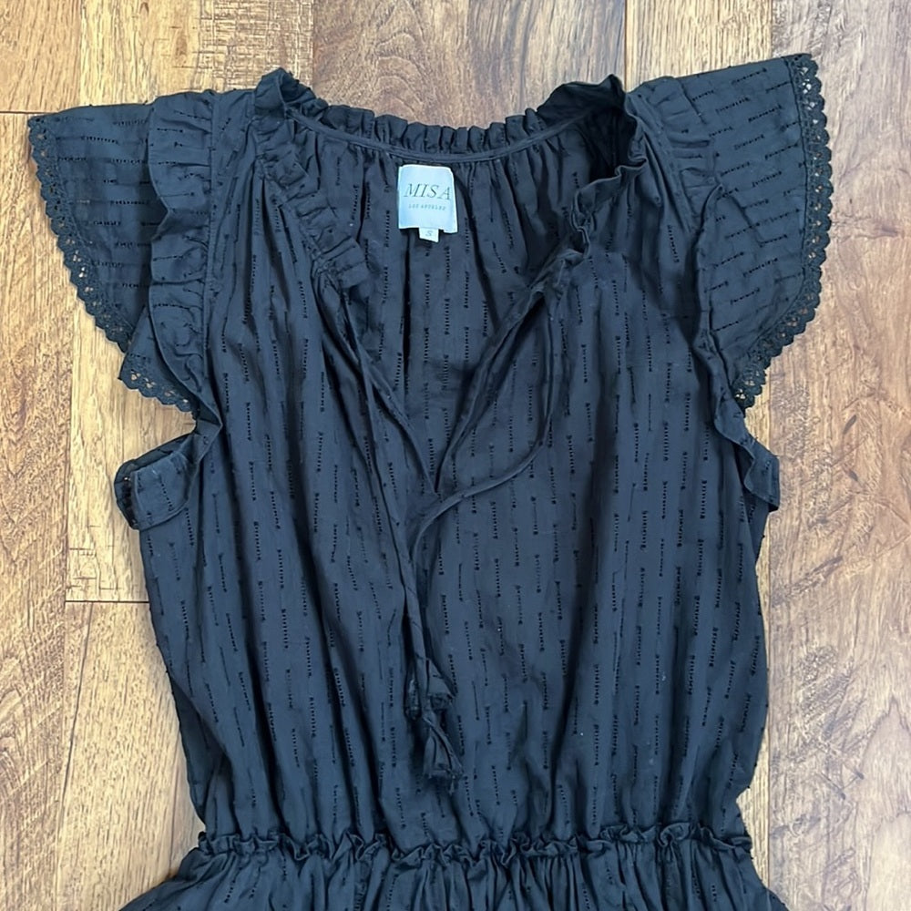 Misa Los Angeles Woman’s Lillian Black Ruffle Boho Dress Size S