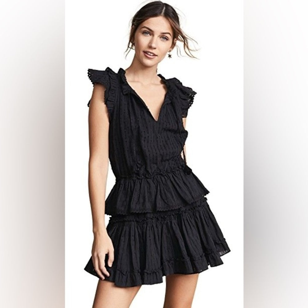 Misa Los Angeles Woman’s Lillian Black Ruffle Boho Dress Size S