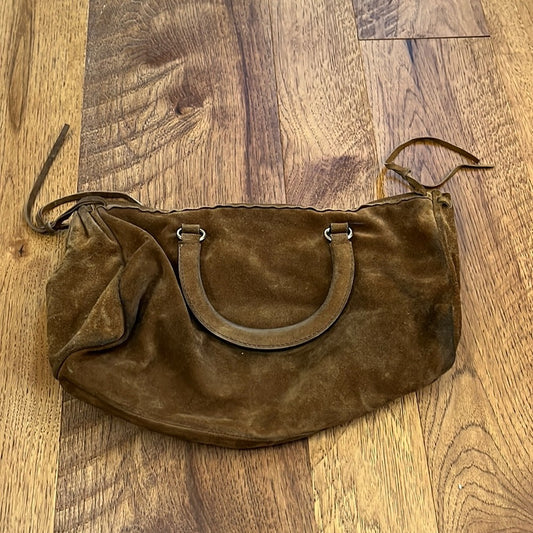 Prada Woman’s Brown Suede Satchel HandBag