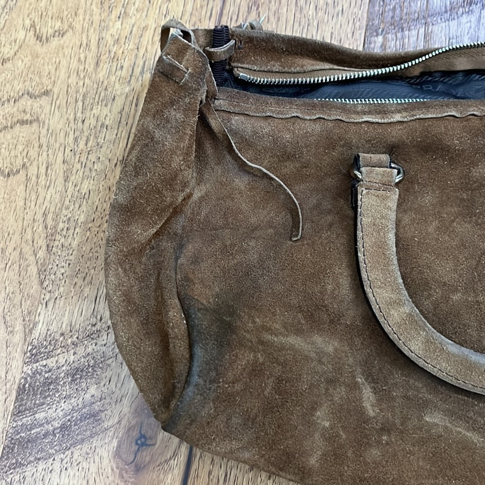 Prada Woman’s Brown Suede Satchel HandBag