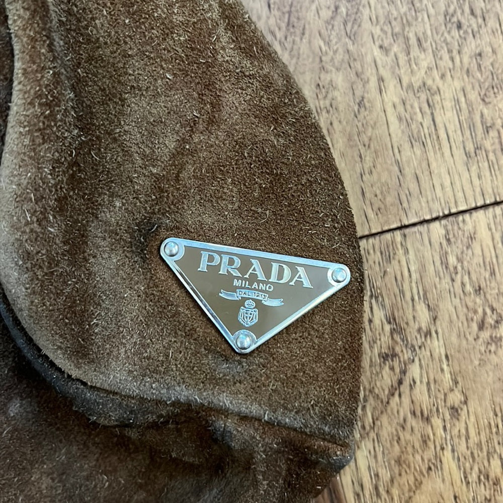 Prada Woman’s Brown Suede Satchel HandBag