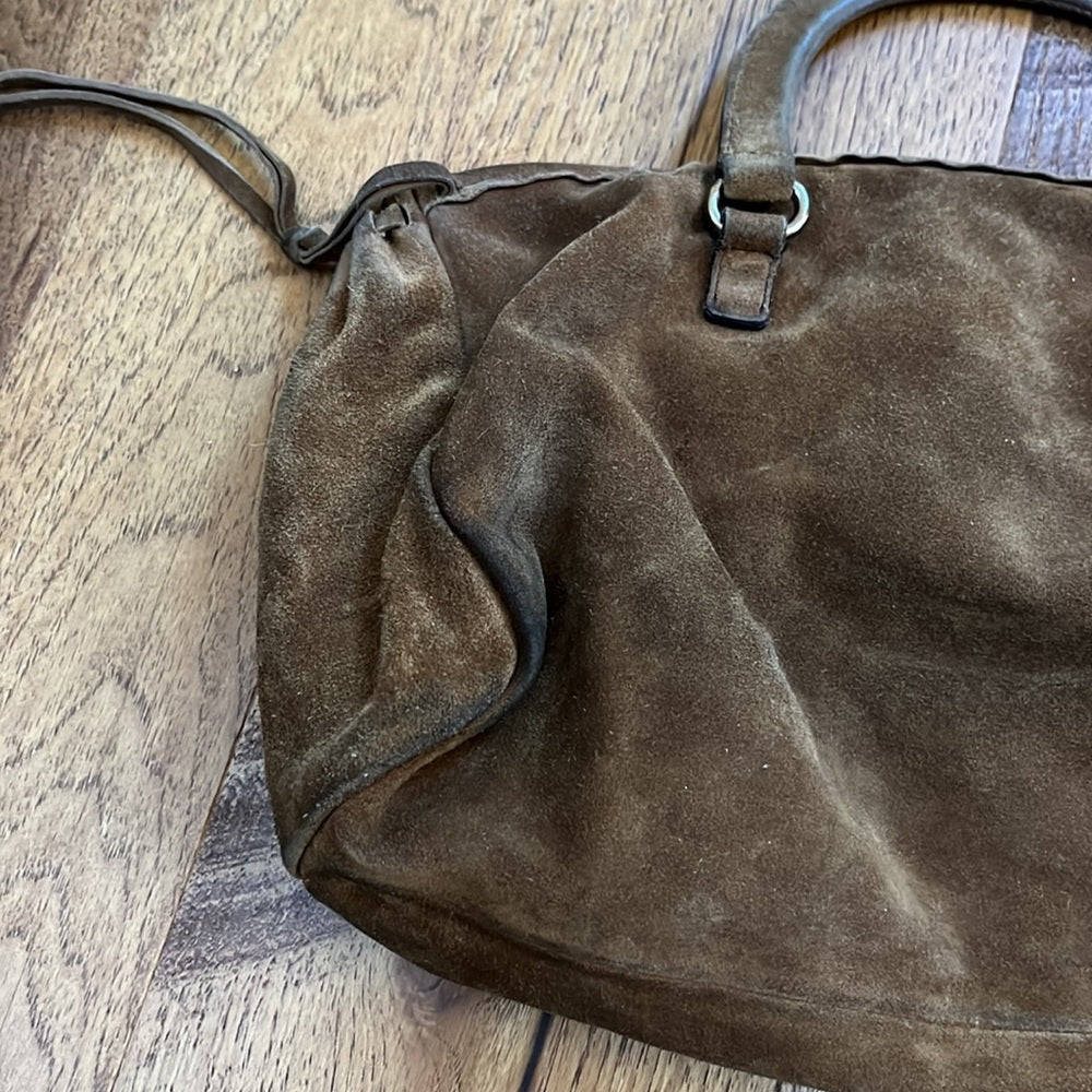 Prada Woman’s Brown Suede Satchel HandBag