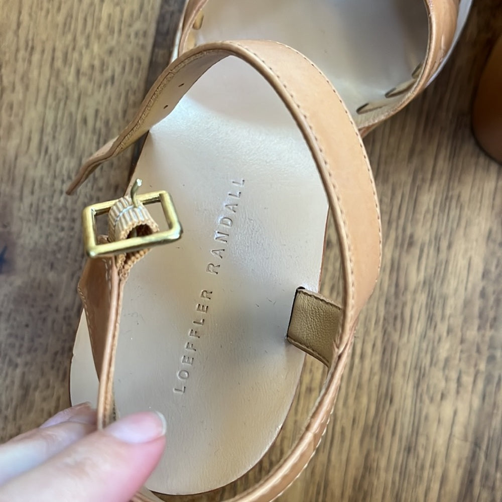 Loeffler Randall Woman’s Tan Eveleigh Knotted Clog Sandal Platform Size 6