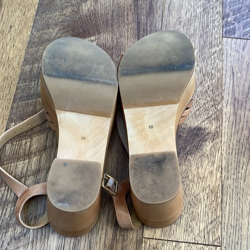 Loeffler Randall Woman’s Tan Eveleigh Knotted Clog Sandal Platform Size 6