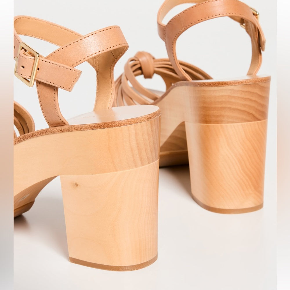 Loeffler Randall Woman’s Tan Eveleigh Knotted Clog Sandal Platform Size 6