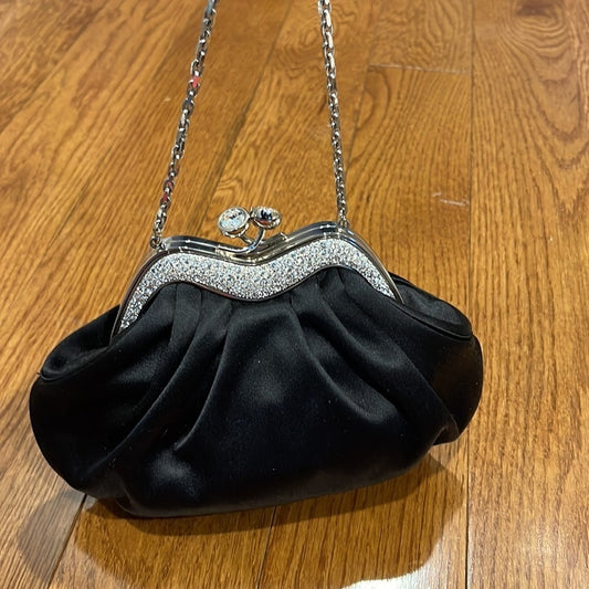 JUDITH Leiber Black Satin and Crystal Bag