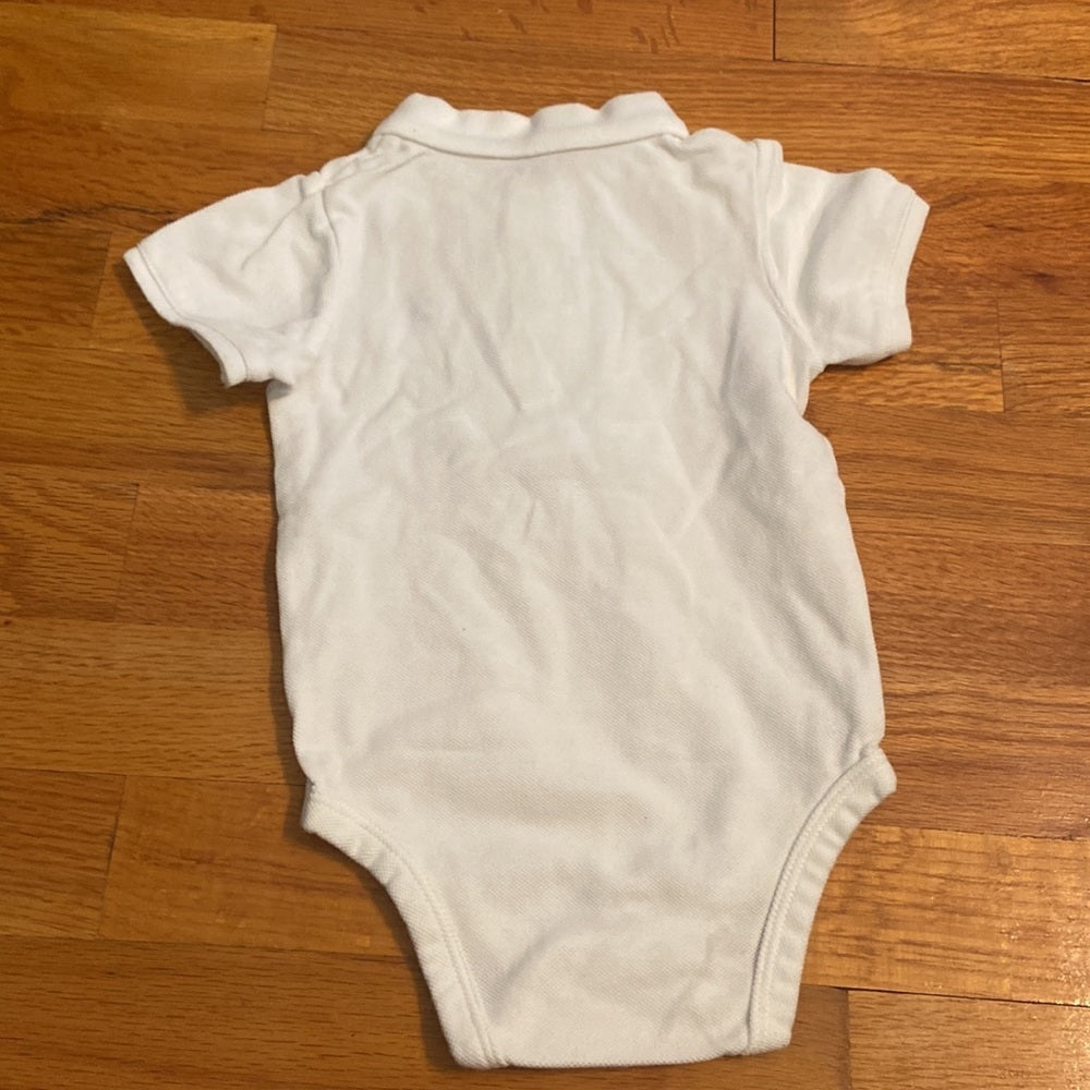 Kids Jacadi white onesie with collar and three buttons