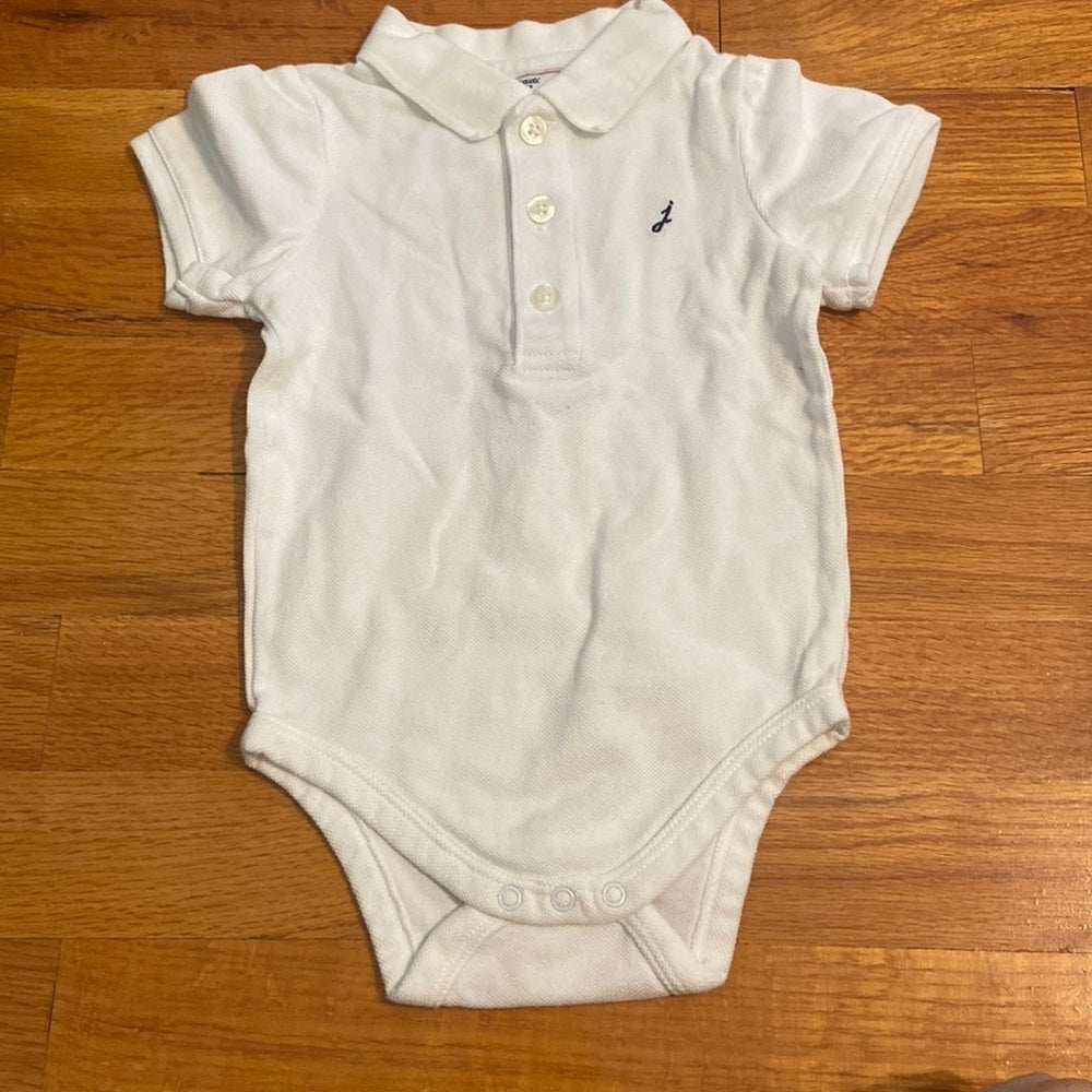 Kids Jacadi white onesie with collar and three buttons