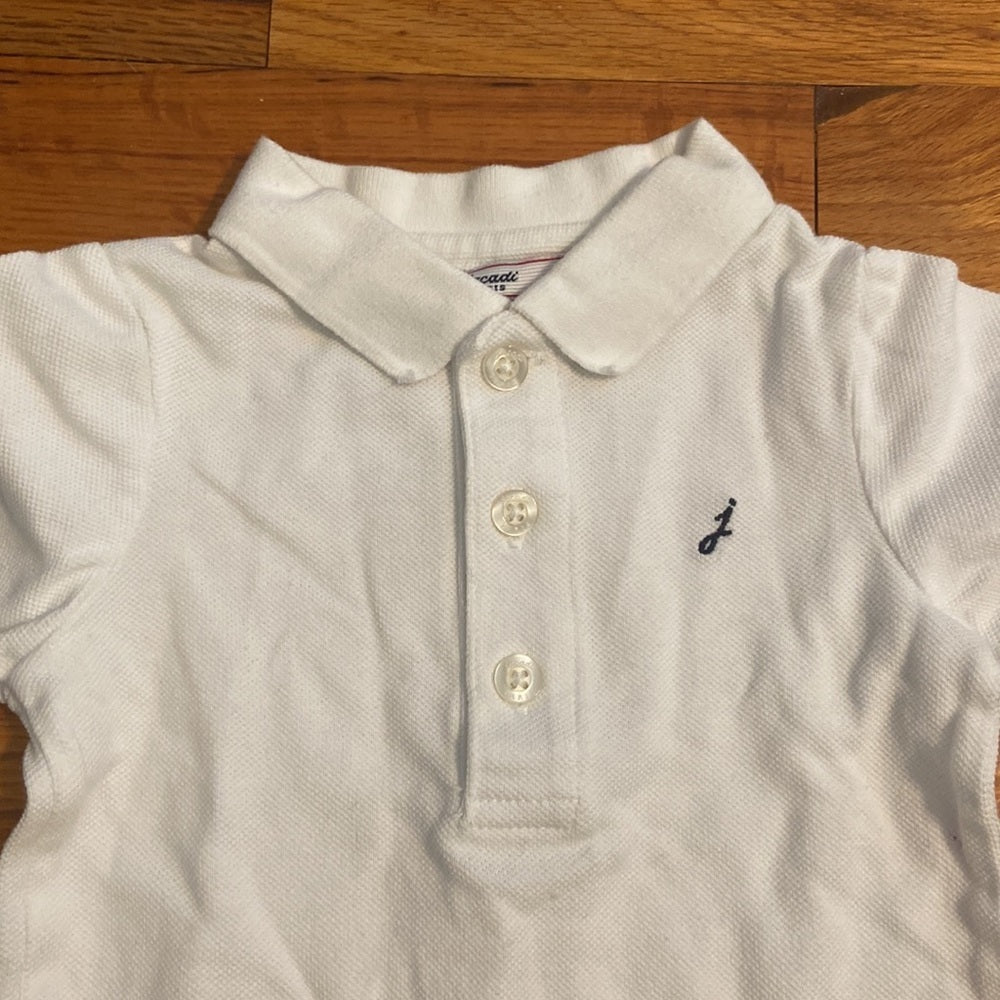 Kids Jacadi white onesie with collar and three buttons