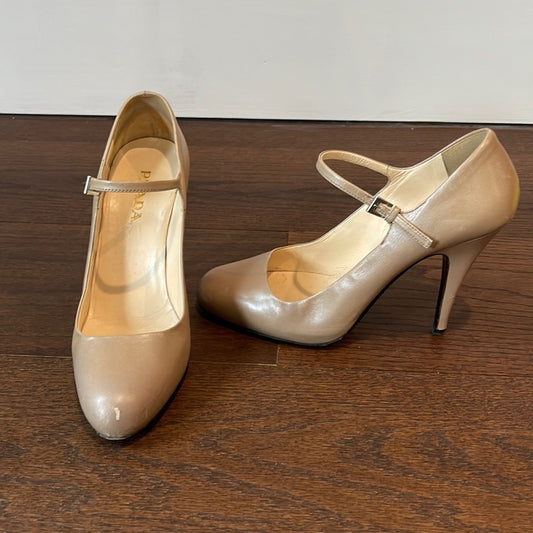 Prada Women’s Nude Mary Jane Pumps Size 37.5