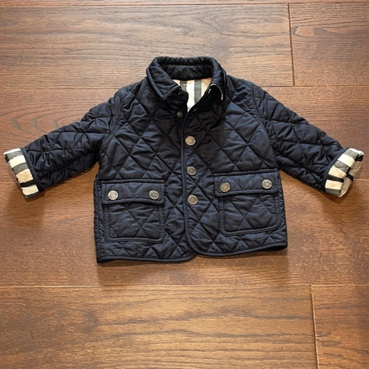 Burberry Kids Navy Quilted Jacket Size 12 Months