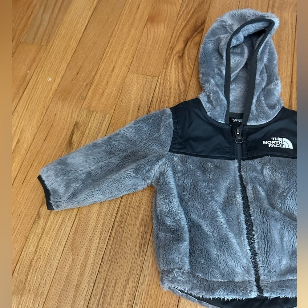 The North Face Grey and Black Fur Jacket Size 3-6M