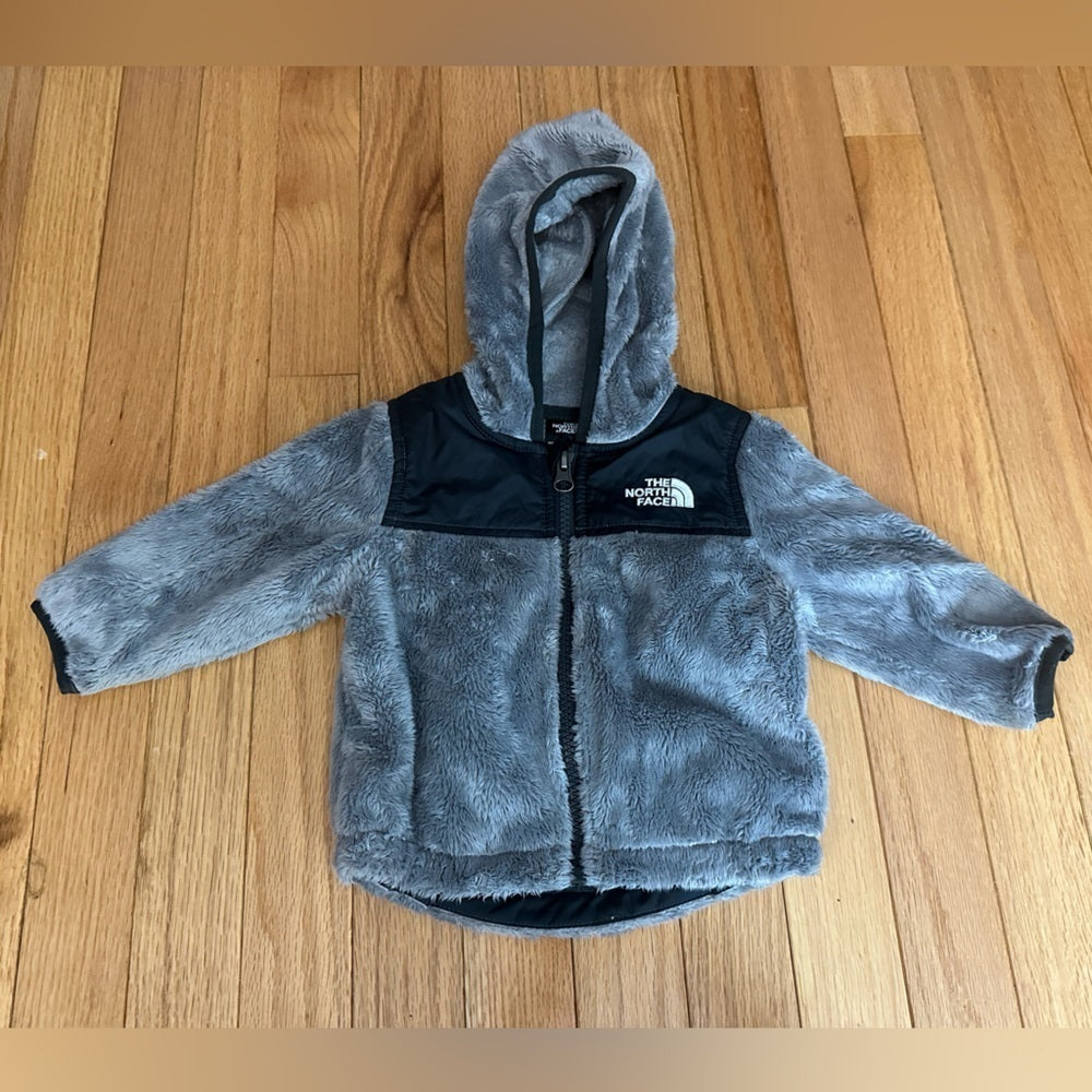 The North Face Grey and Black Fur Jacket Size 3-6M