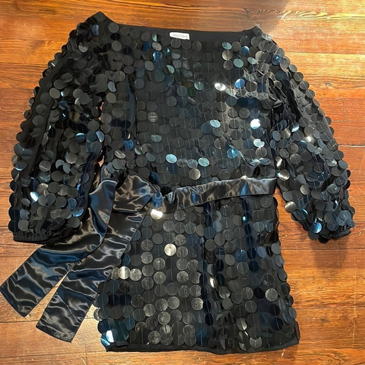 Lovers+Friends Women’s Black Sleeved Mini Dress with Tie and Paillettes Size XS