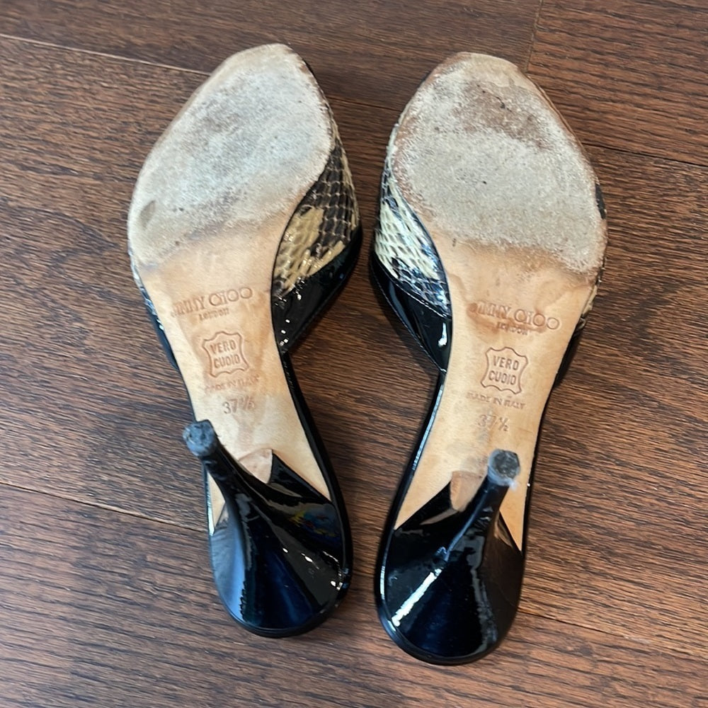 JIMMY Choo Black Snake Skin Heels Size 37.5