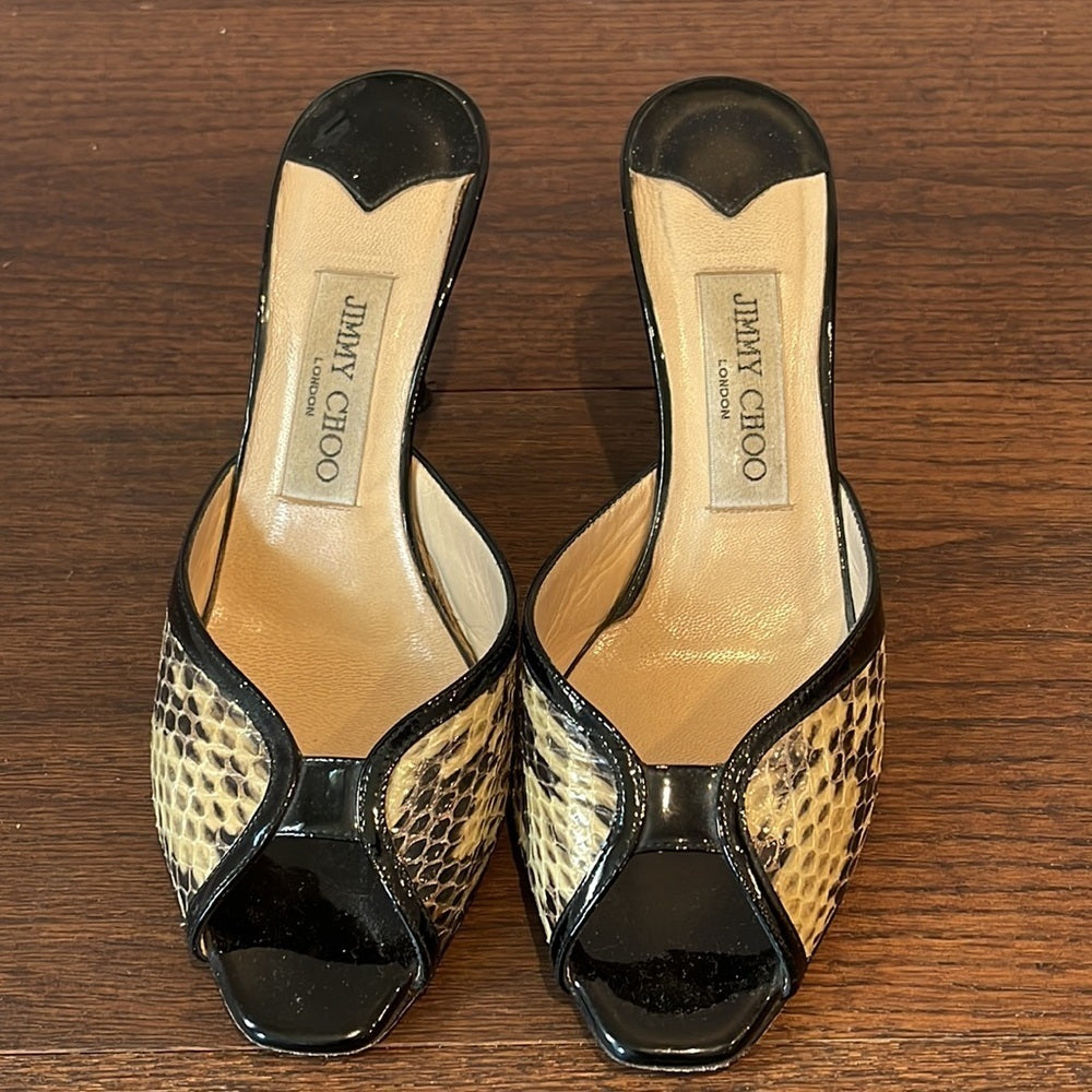 JIMMY Choo Black Snake Skin Heels Size 37.5