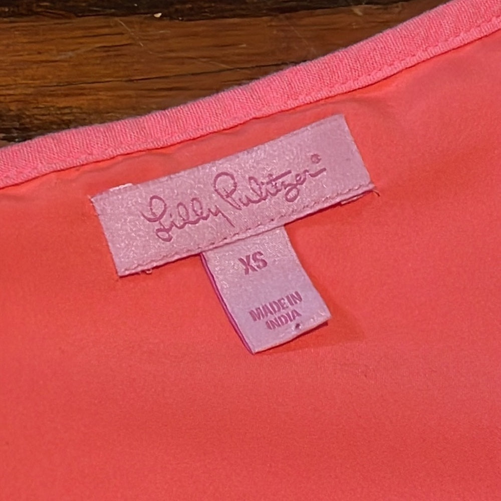 Lilly Pulitzer Women’s Coral Dress with Gold Crochet Detail Size XS