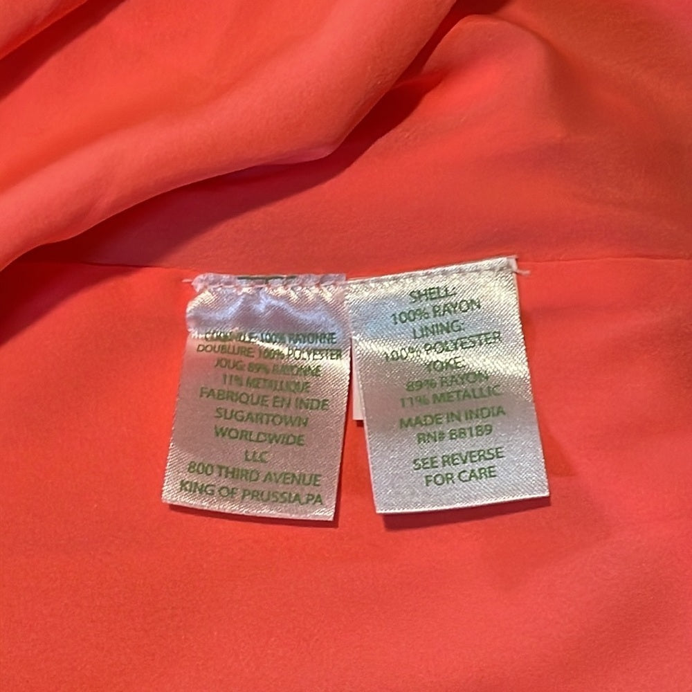 Lilly Pulitzer Women’s Coral Dress with Gold Crochet Detail Size XS