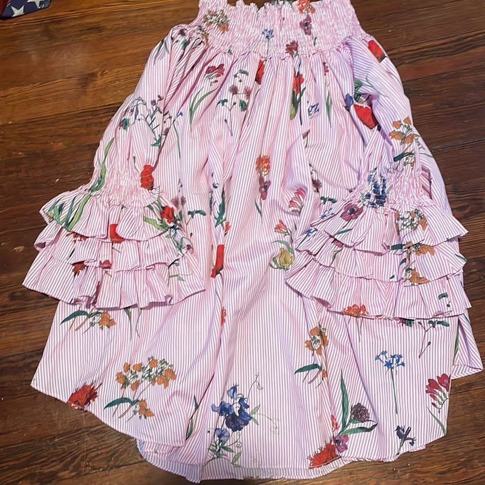 NWT Gracia Women’s Pink and White Stripe Dress with Floral Pattern Size S