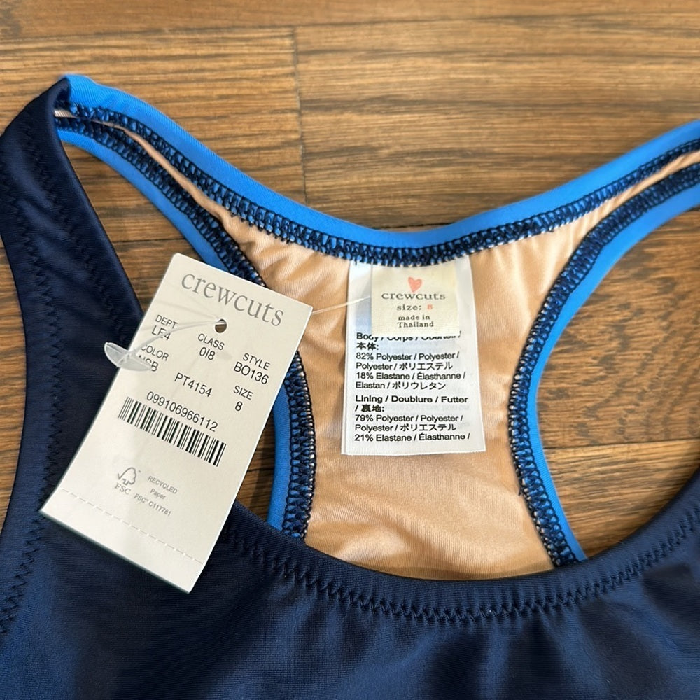 NWT Crewcuts Girls One Piece Swimsuit - Size 8