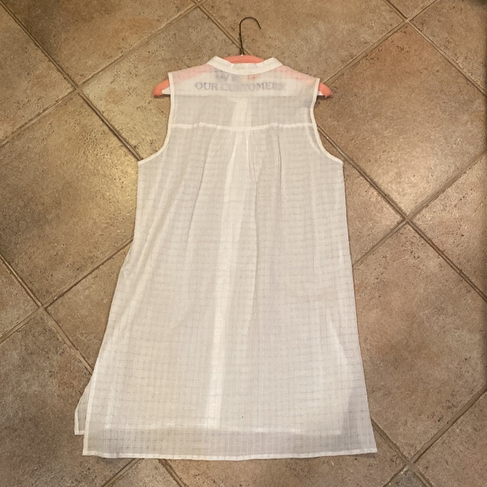 Eileen Fisher white sheer button down tunic size small