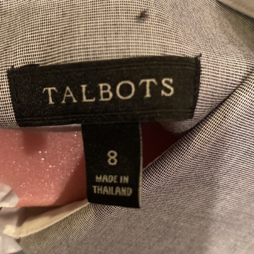 Talbots gray button down shirt size 8