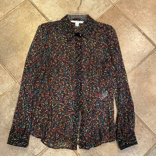 Diane von Furstenburg multicolored button down shirt size 8