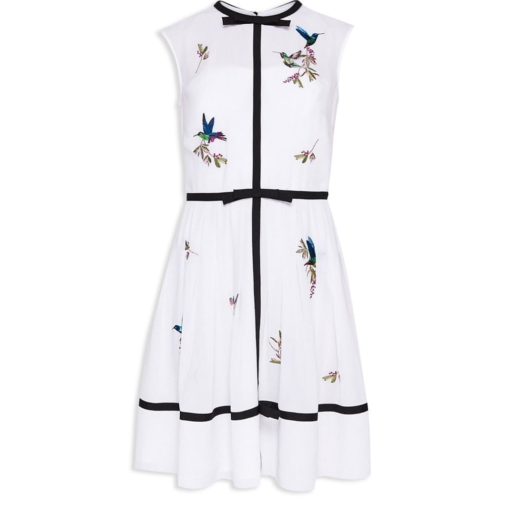 Ted Baker Iina Embroidered White Windsor Gate Women’s Dress  Size 0