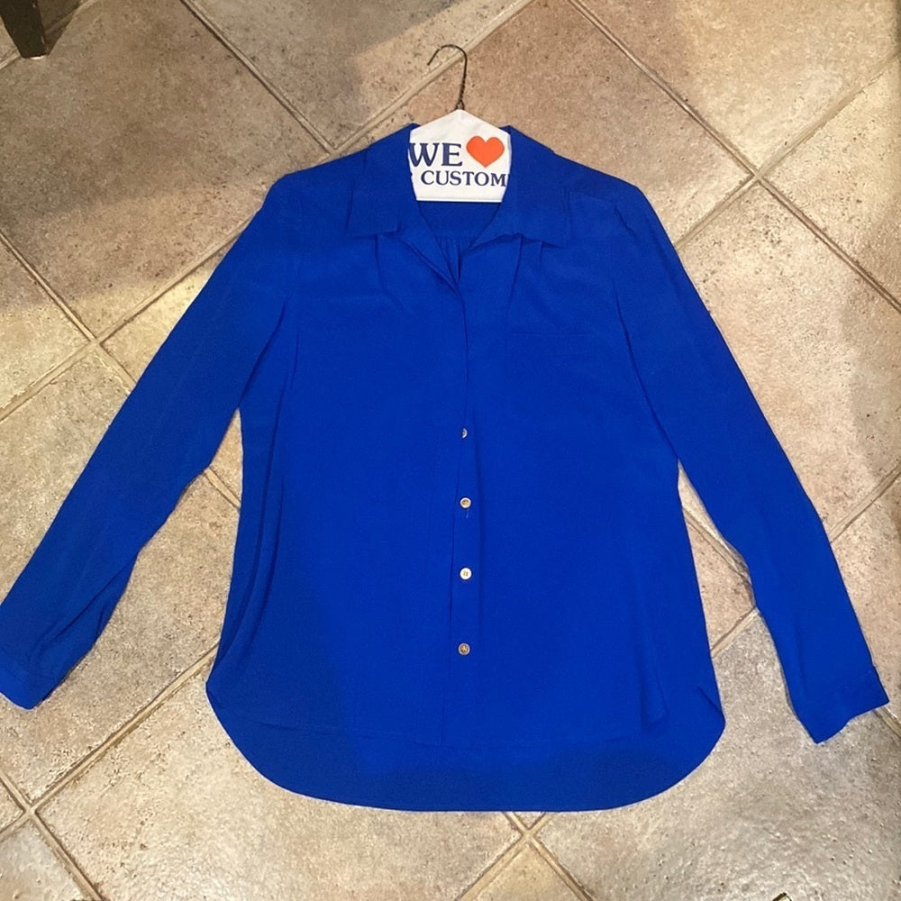 Diane von Furstenburg royal blue button down top size 8