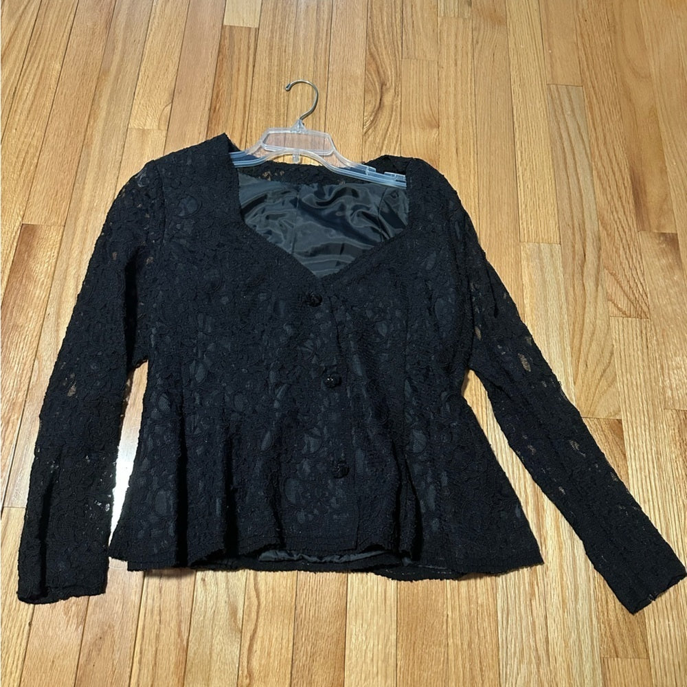 WOMAN’S Black Lacey Long Sleeve Blouse Size 8