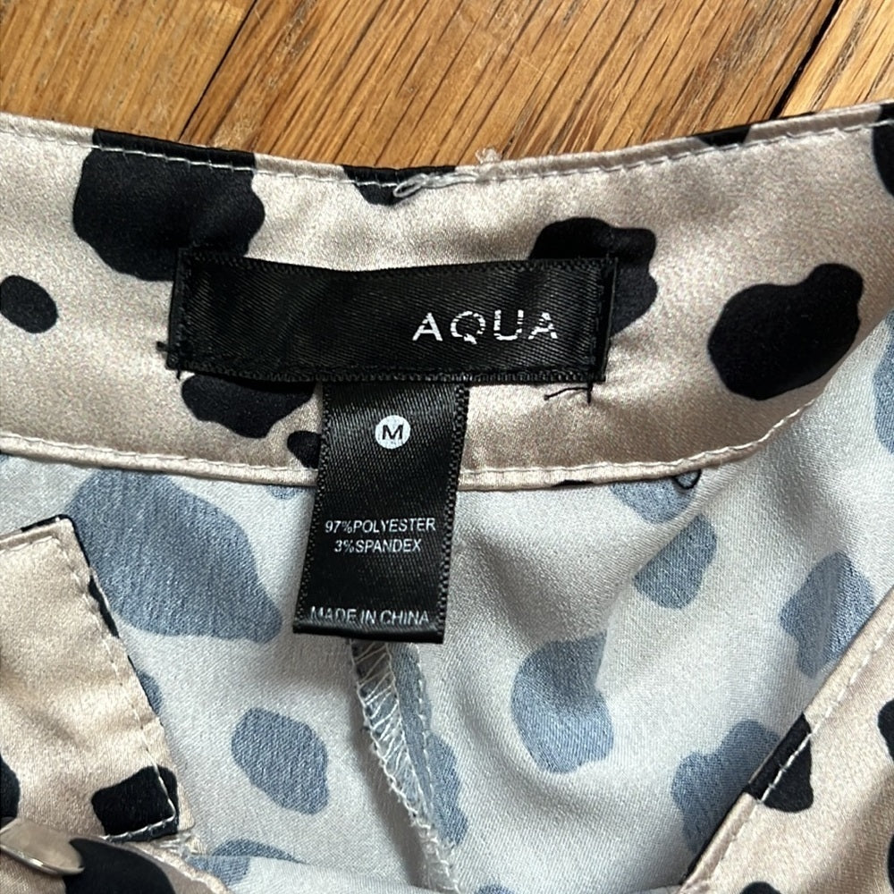 AQUA Women’s Black and Gold Print Pants Size M