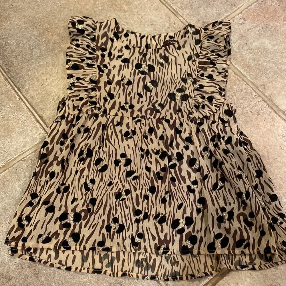 Imoga kids size 7 glitter leopard print flared top