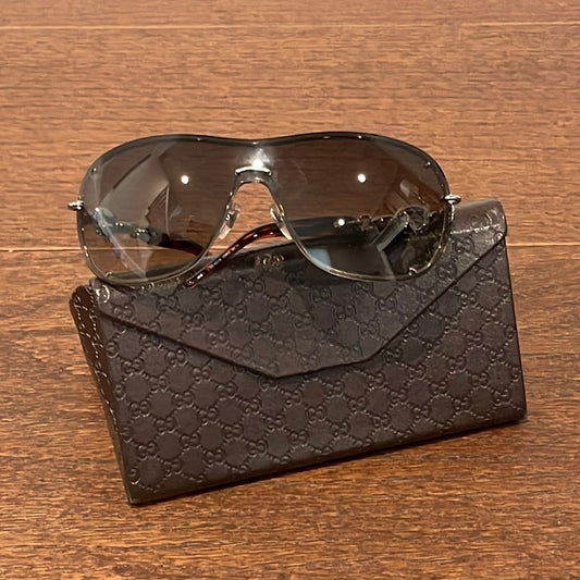 Gucci Women’s Brown Sunglasseswith rhinestones arms