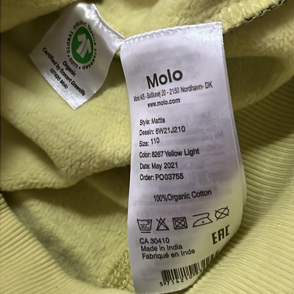 Molo Kid’s Yellow Smiley Face Sweatshirt Size 5