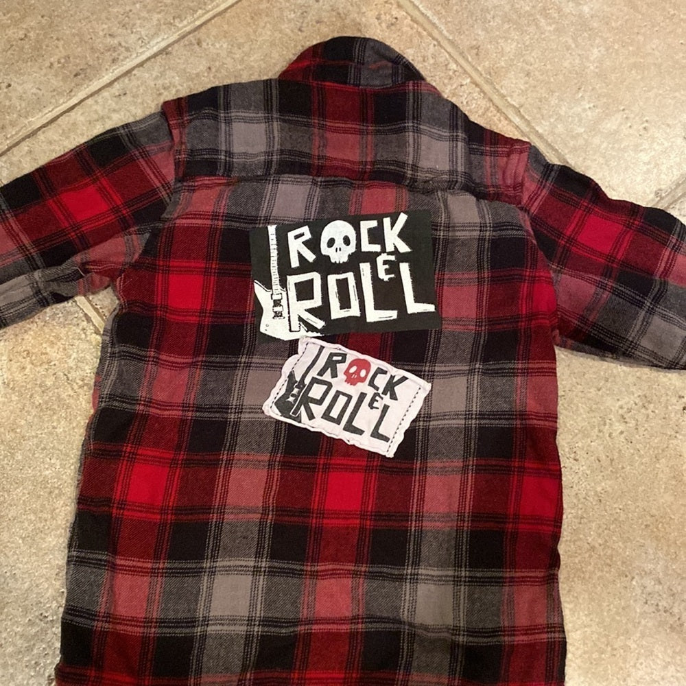 Mish Boys rock n roll flannel button down shirt size 6