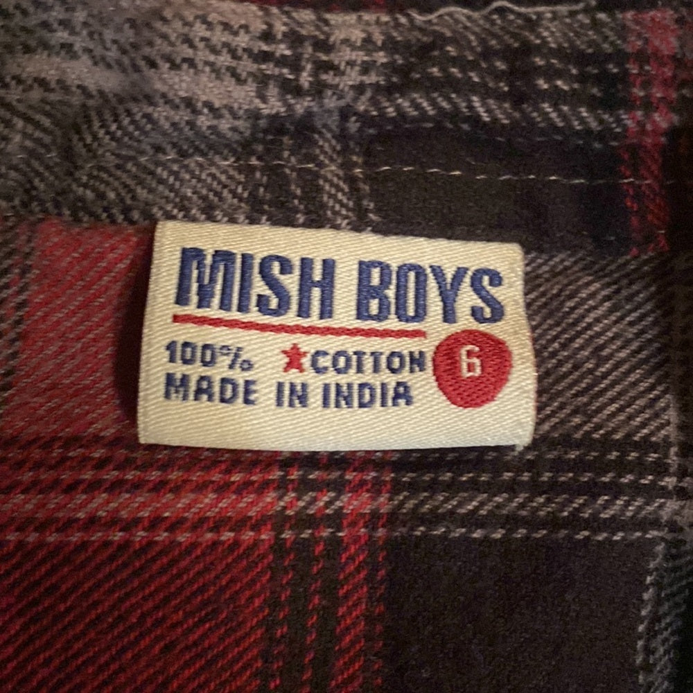 Mish Boys rock n roll flannel button down shirt size 6