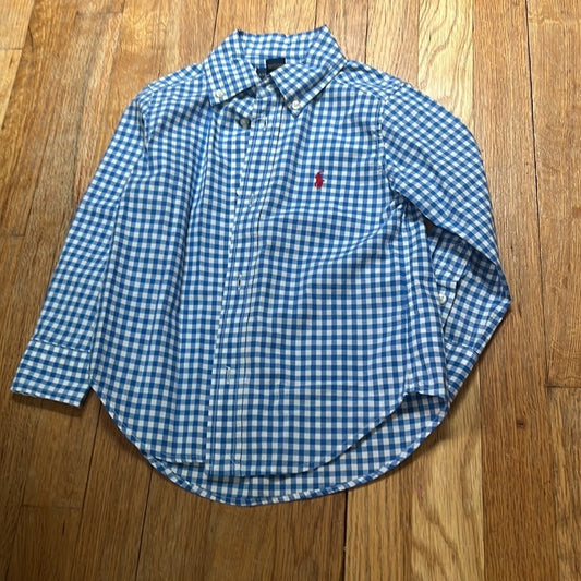 Ralph Lauren Kid’s White and Blue Button Down Shirt Size 3T