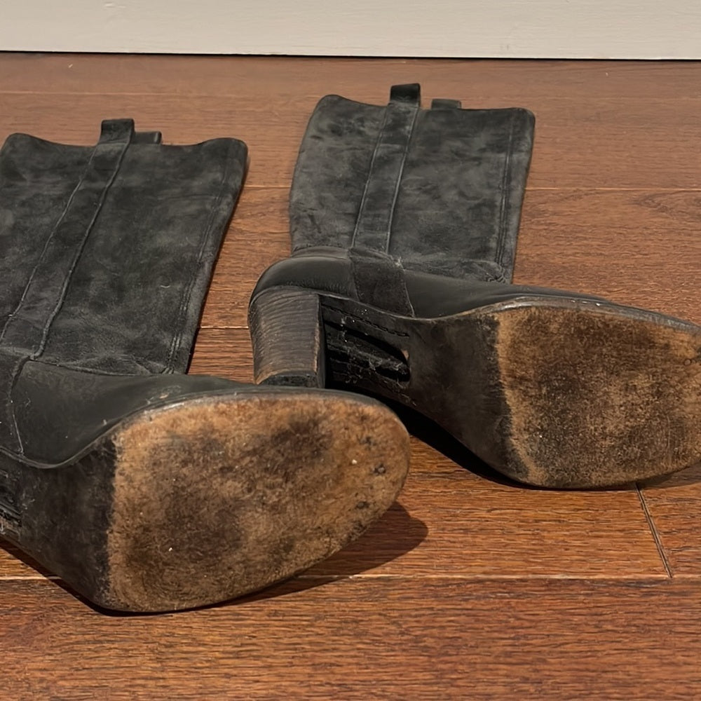 Frye Women’s Black Suede and Leather Boots Size 8