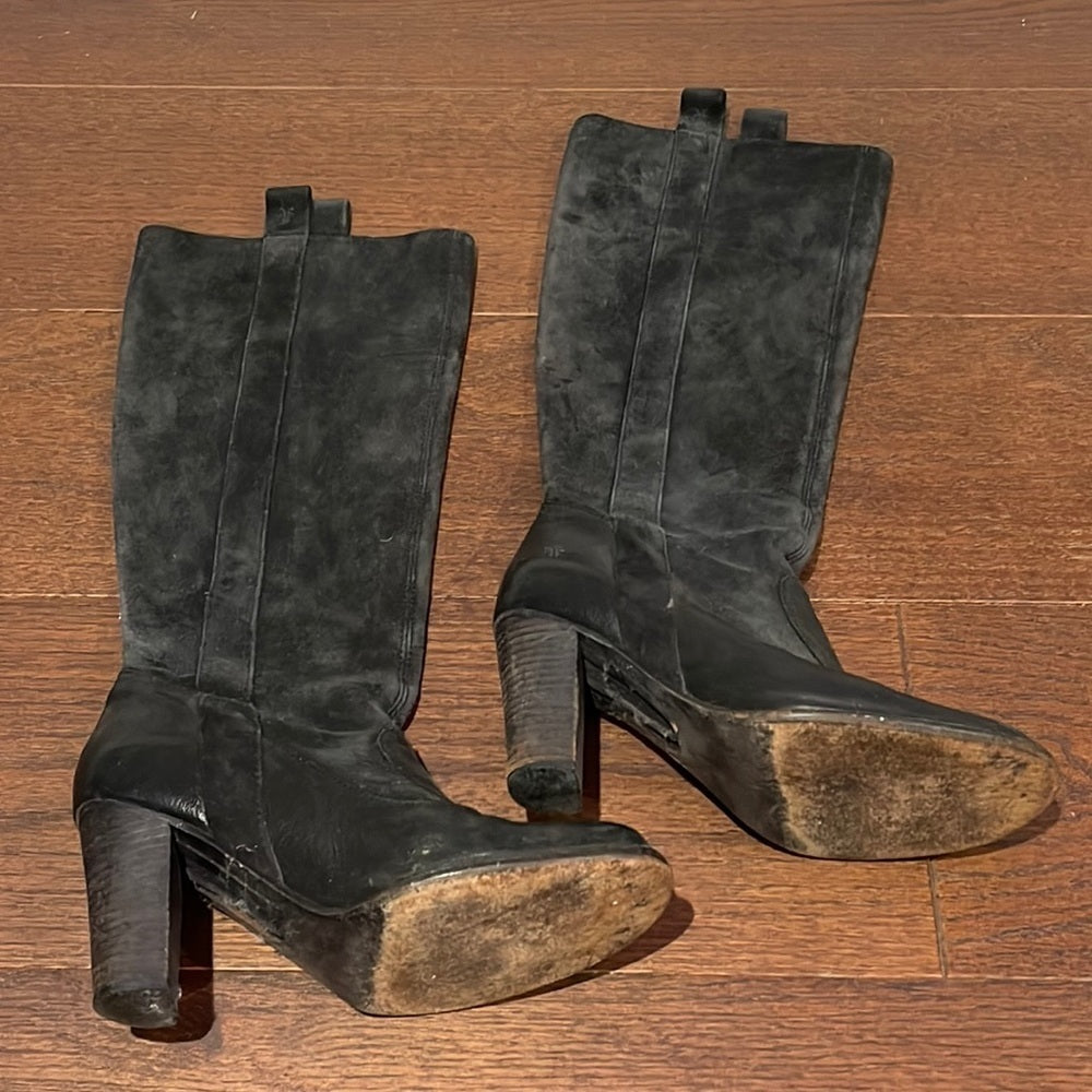 Frye Women’s Black Suede and Leather Boots Size 8