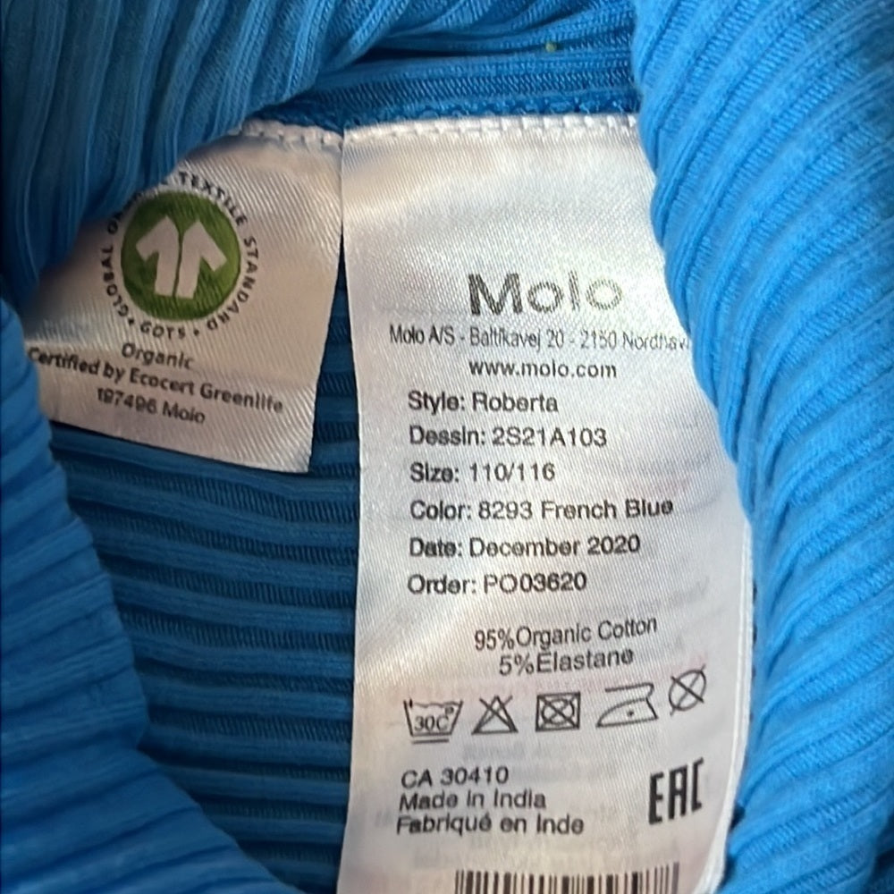 MOLO Kid’s Blue Ribbed Tank Top Size 5-6