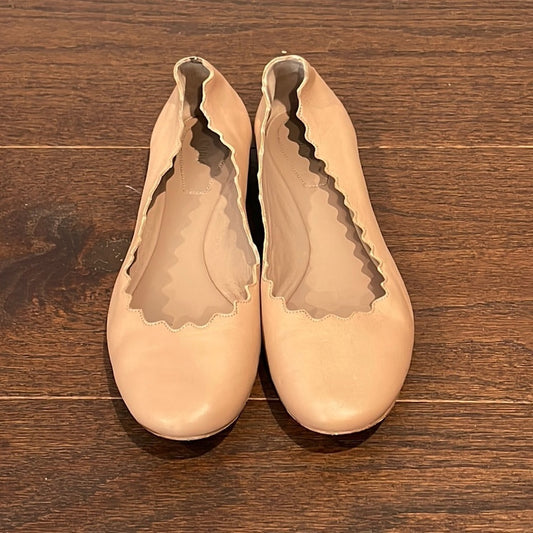 Chloé Women's Lauren Scalloped Ballet Flat Blush Size 37.5/7.5