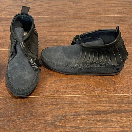 Rag and Bone Ghita Fringe Moccasin Blue Suede/Black Leather Size 36/6