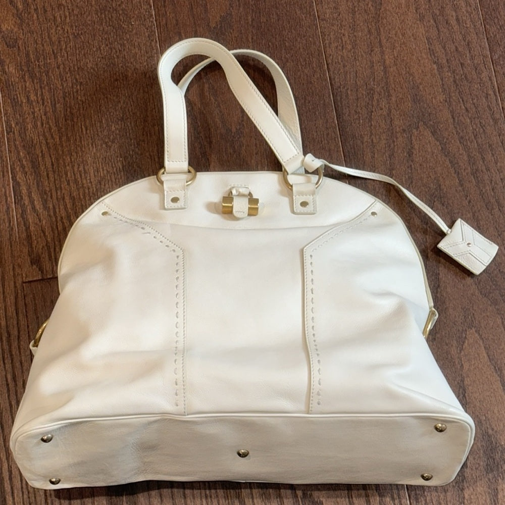 NWT Yves Saint Laurent Cream Muse Leather Shoulder Bag