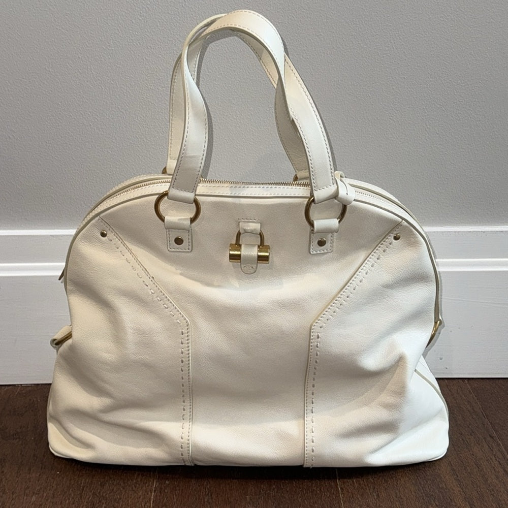 NWT Yves Saint Laurent Cream Muse Leather Shoulder Bag