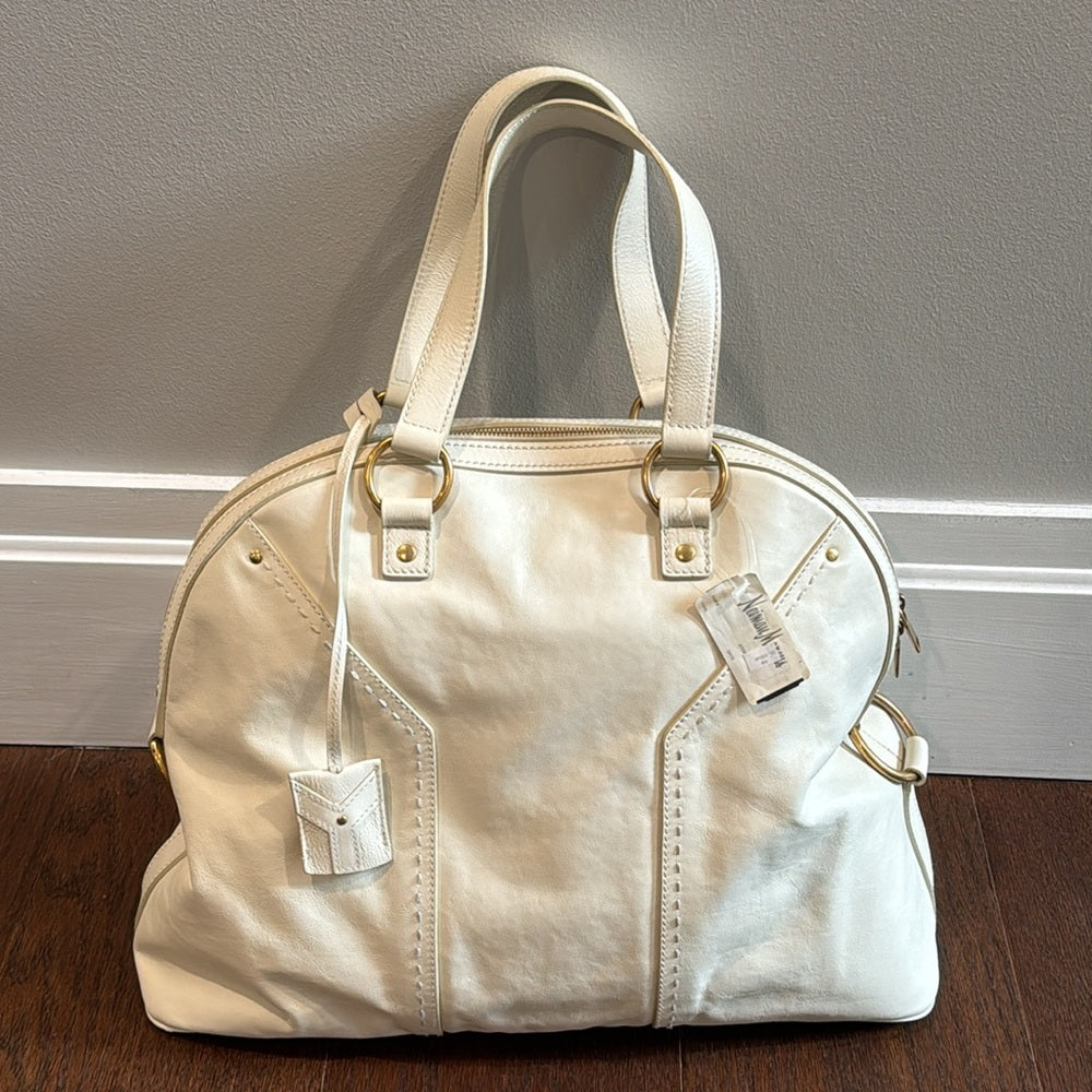 NWT Yves Saint Laurent Cream Muse Leather Shoulder Bag