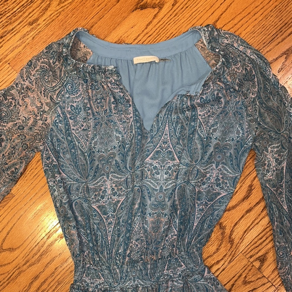 NWOT Ramy Brook Woman’s Silk Blue Printed Dress Size XS