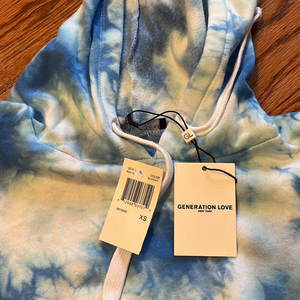 NWT Generation Love Woman’s Blue/White Carla Hoodie Size XS