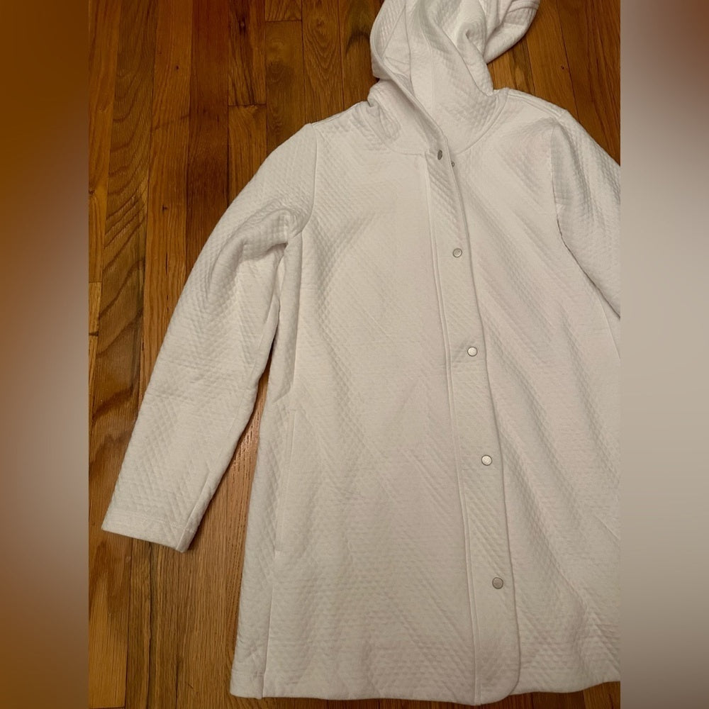 Eileen Fisher White Button Up Hoodie Jacket Size S/P